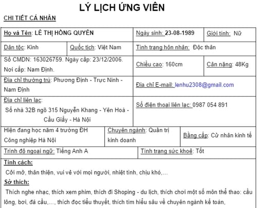 mau cv cho nguoi moi ra truong