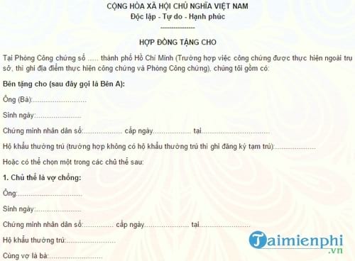 mau hop dong tang cho