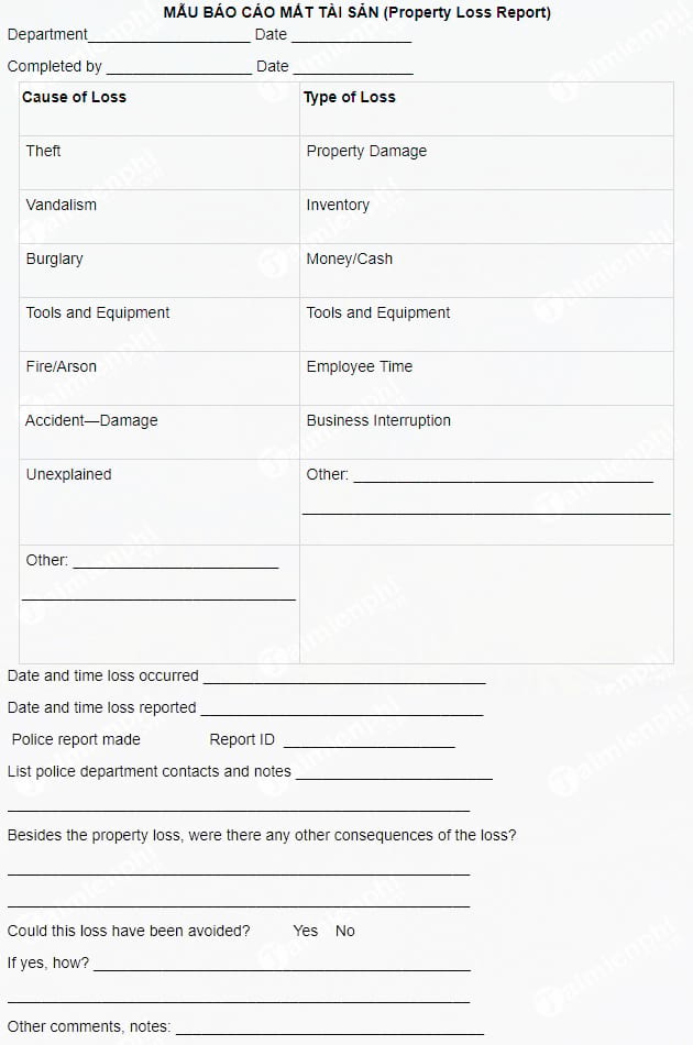 mau bao cao mat tai san