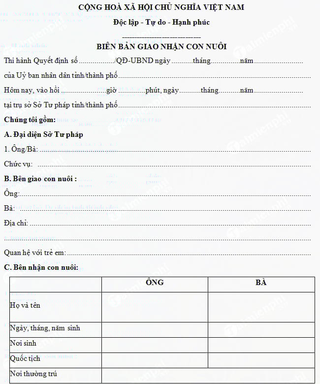 mau bien ban giao nhan con nuoi