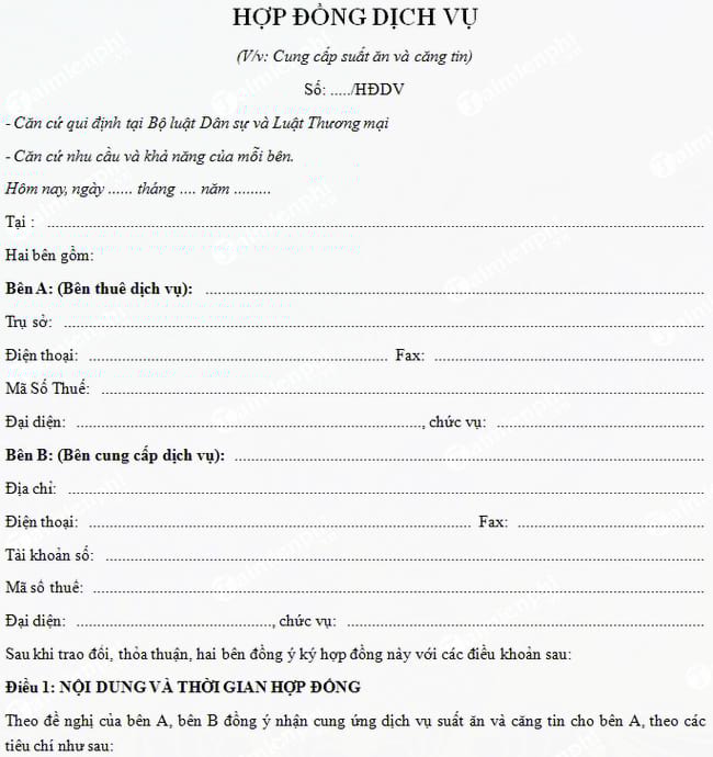 hop dong dich vu an uong