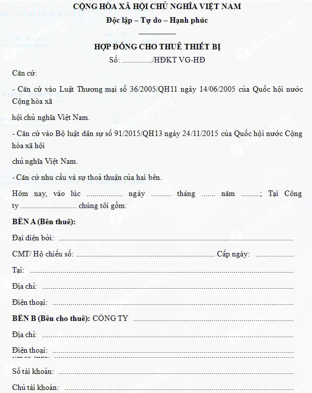 mau hop dong cho thue thiet bi