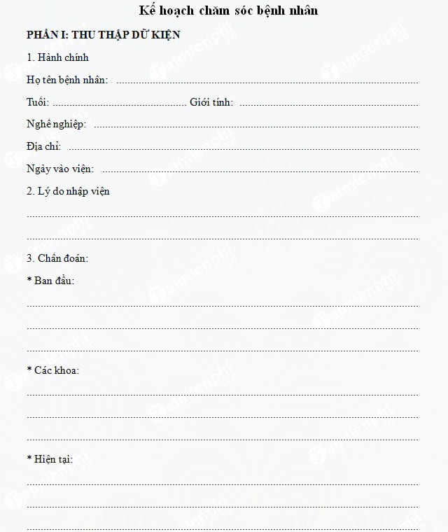 mau ke hoach cham soc