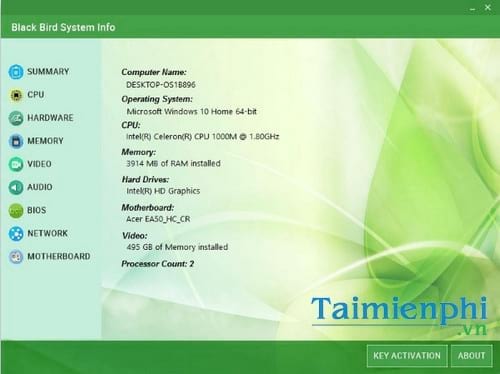 black bird system info