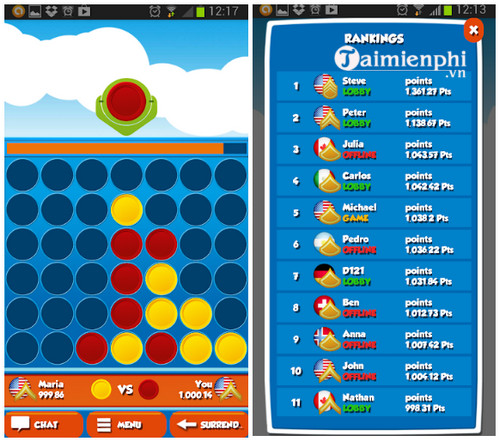 4 in a row multiplayer