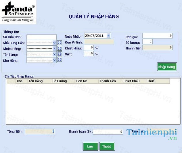 Phần mềm quản lý nhà hàng Panda Res