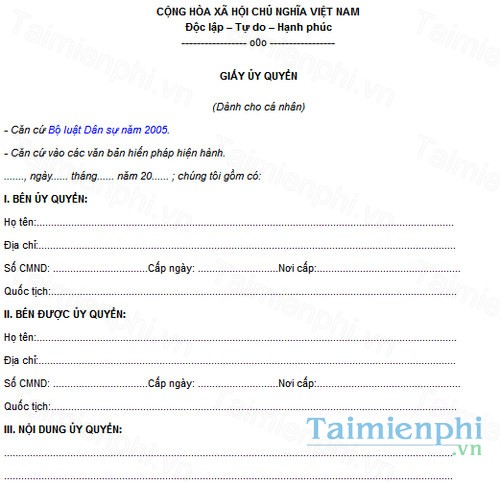 download giay uy quyen giua ca nhan voi ca nhan