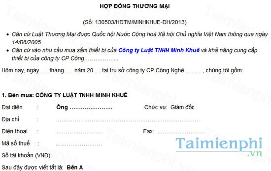 download cac bieu mau thong dung trong linh vuc kinh doanh thuong mai