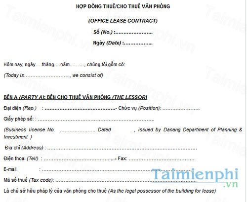 download mau hop dong thue van phong song ngu