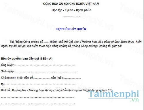 download mau hop dong uy quyen