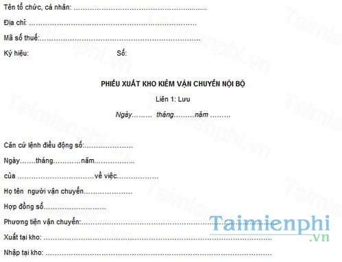 download mau phieu xuat kho kiem van chuyen noi bo