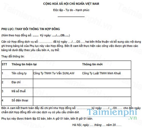 download phu luc thay doi thong tin trong hop dong