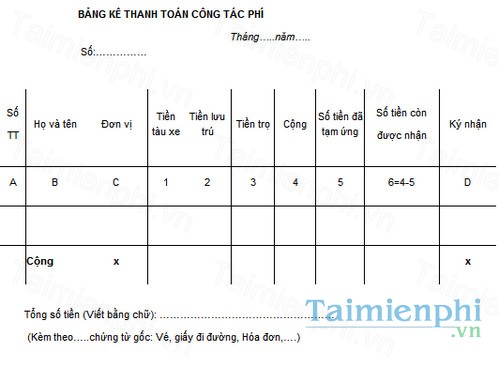 download mau bang ke thanh toan cong tac phi