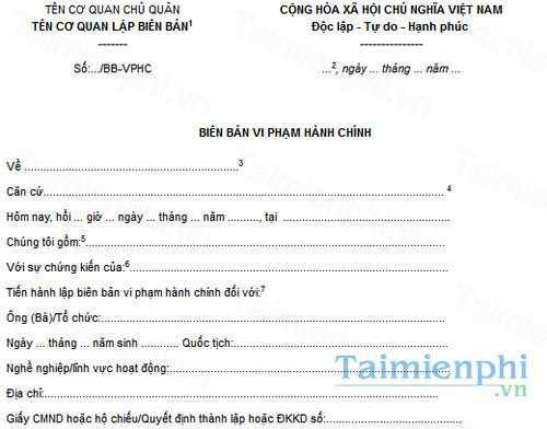 download mau bien ban vi pham hanh chinh