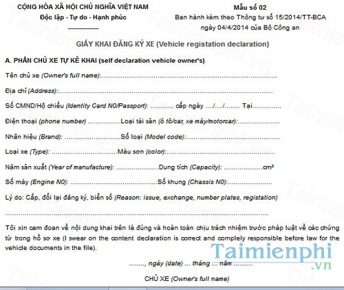 download mau giay dang ky xe