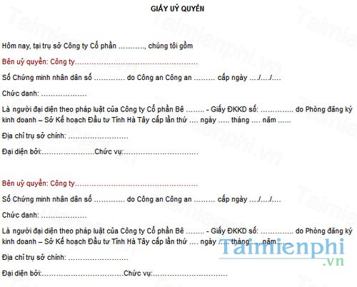 download mau giay uy quyen giua cong ty voi cong ty