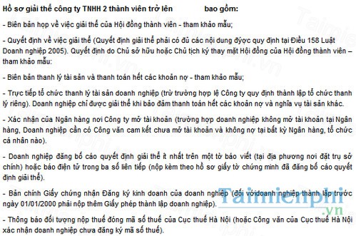 download mau ho so giai the cong ty tnhh hai thanh vien
