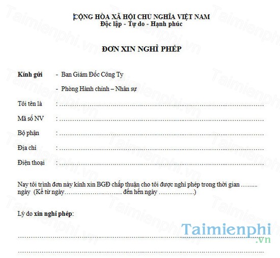download don xin nghi phep cuoi vo