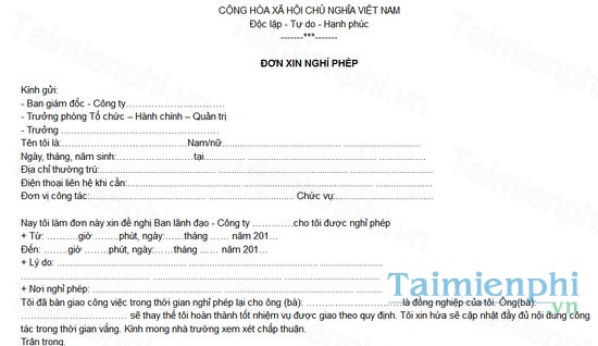 download don xin nghi phep di du lich