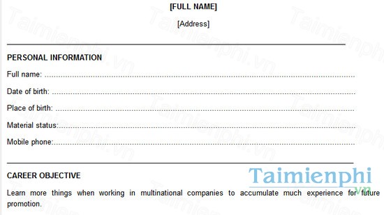 download cv xin viec bang tieng anh nganh xay dung