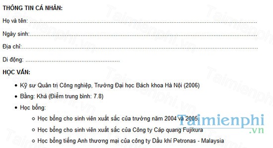 download cv xin viec cho sinh vien moi ra truong