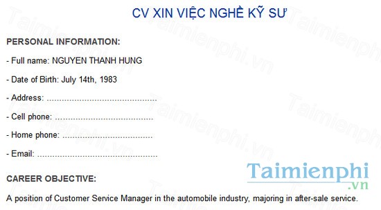 download cv xin viec nghe ky su bang tieng anh