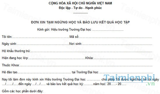 download don xin nghi hoc tam thoi