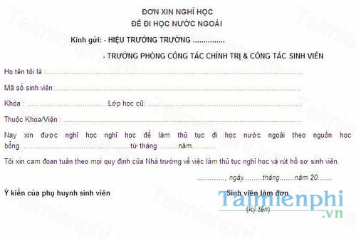 download don xin nghi hoc di hoc nuoc ngoai