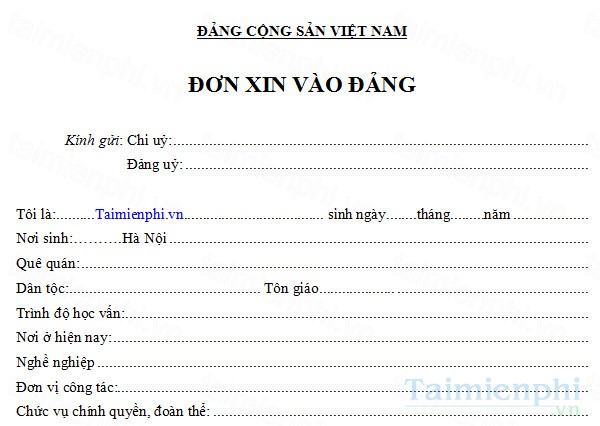 tai don xin vao dang