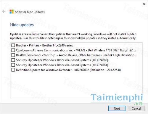 Show Or Hide Updates