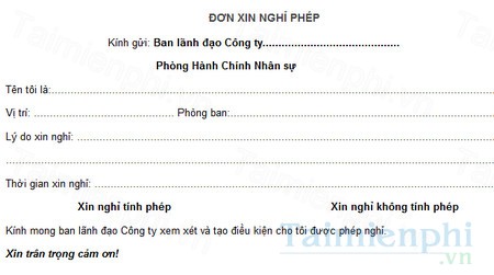 Đơn xin nghỉ phép