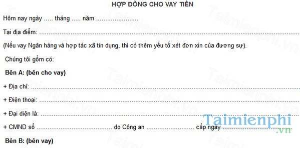 download hop dong vay tien