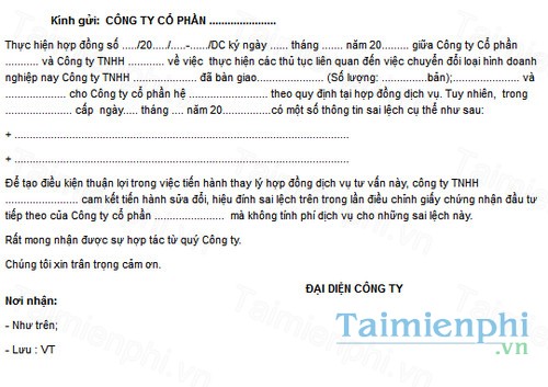 download mau cong van cam ket