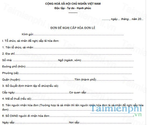 download mau don de nghi cap hoa don ban le