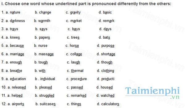 download bai tap ve phat am va trong am trong tieng anh