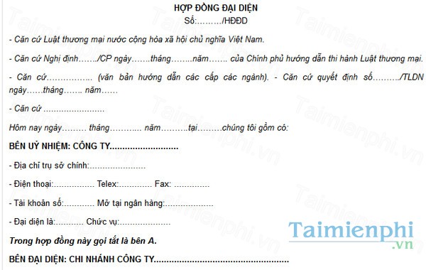 download mau hop dong dai dien