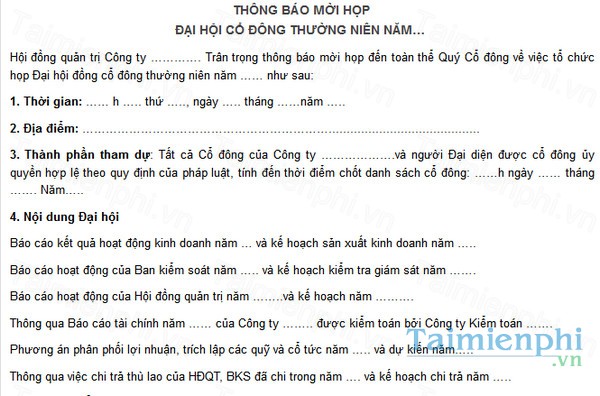 download mau thong bao hop co dong