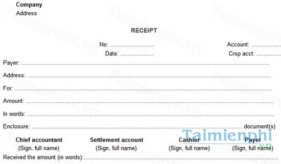 download phieu thu bang tieng anh