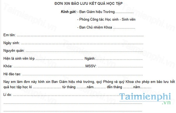 download don bao luu ket qua hoc