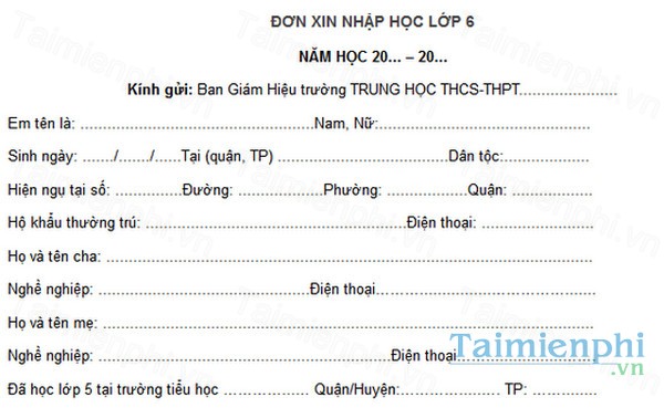 download mau don xin vao hoc lop 6