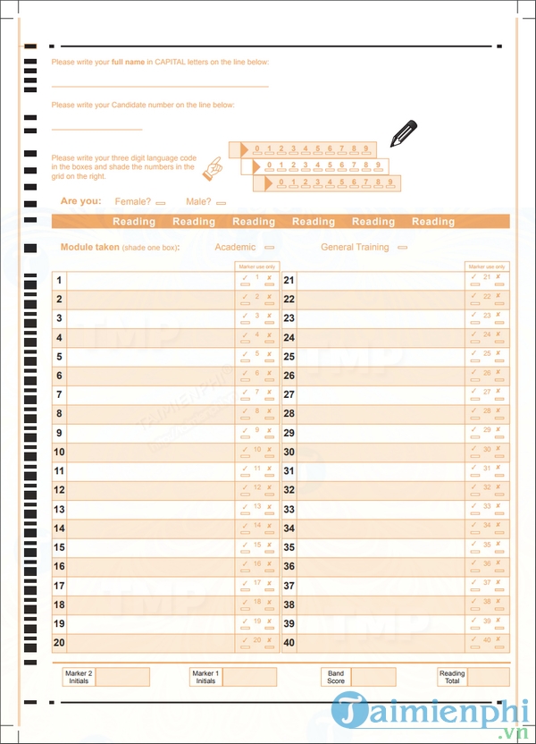 Mẫu đề thi đọc IELTS tổng quát