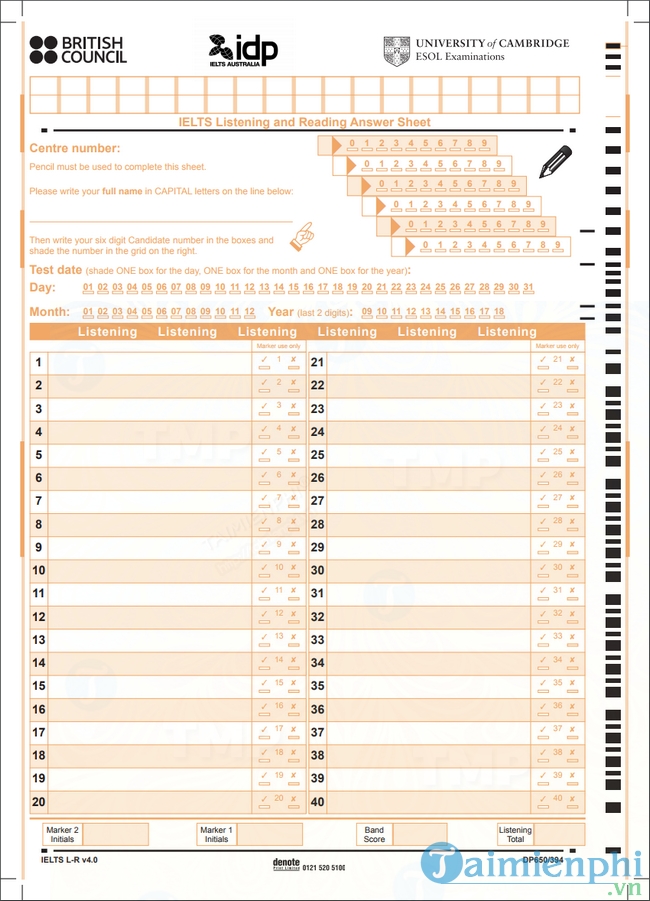 Mẫu đề thi nghe IELTS