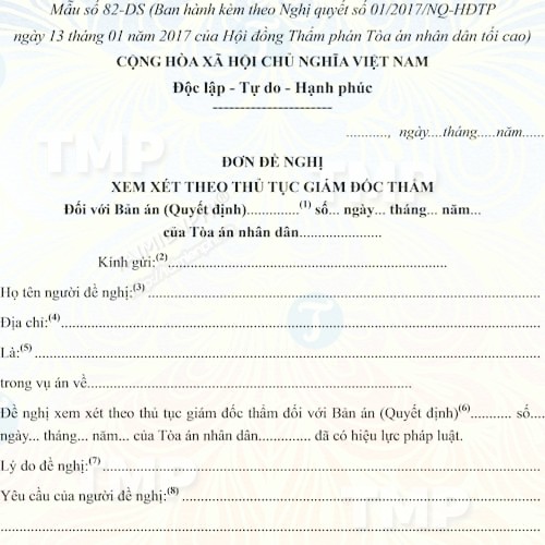 Đơn đề nghị xem xét theo thủ tục giám đốc thẩm