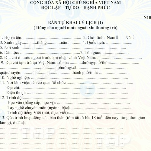 Biểu mẫu giấy tờ nhân sự: