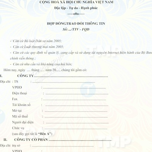 Mẫu hợp đồng trao đổi thông tin