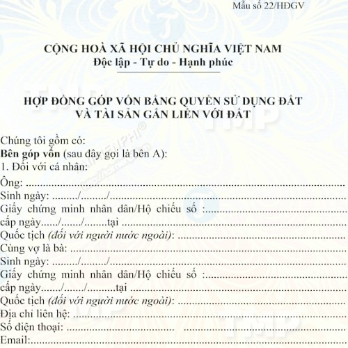Hợp đồng góp vốn bằng quyền sử dụng đất và tài sản gắn liền với đất
