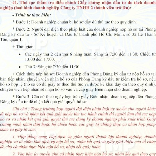 Mẫu hồ sơ tách công ty