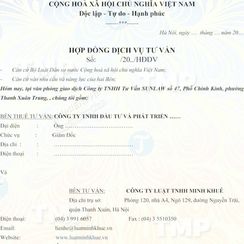 Mẫu hợp đồng dịch vụ tư vấn đăng ký mã số mã vạch hàng hóa