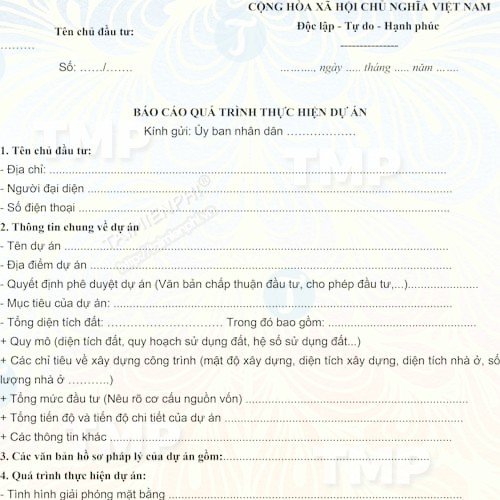 Mẫu báo cáo quá trình thực hiện dự án