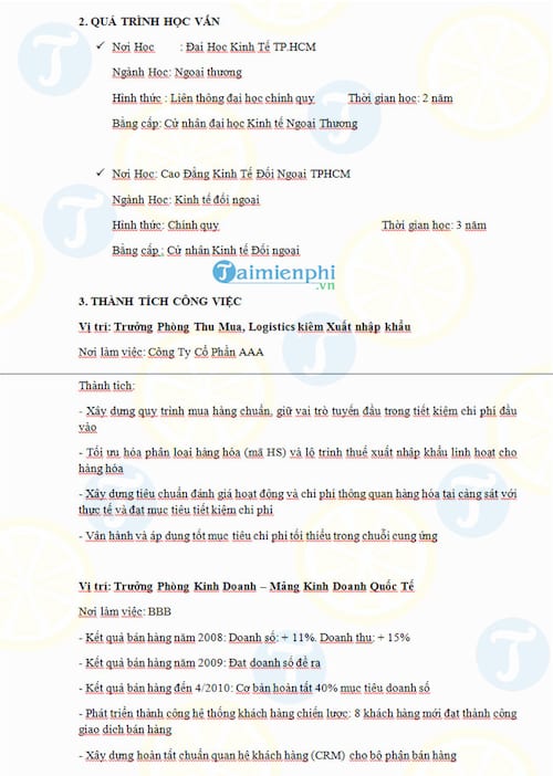 CV dành cho kế toán xuất nhập khẩu